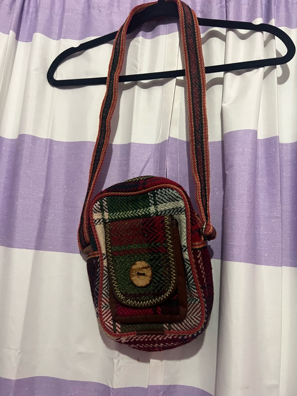Handwoven Multicolor Plaid Crossbody Bag - Boho Style